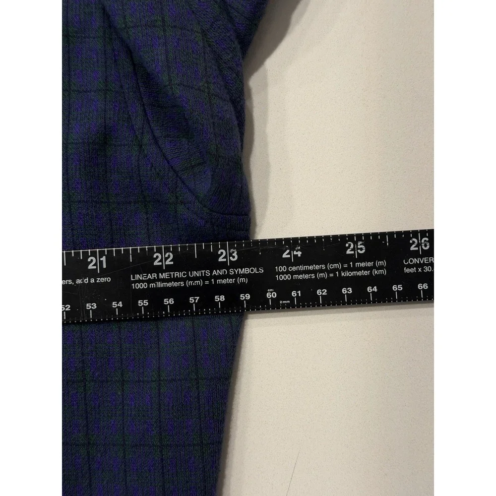 Wimbledon Vintage All England Tennis V-Neck Sweater Navy Plaid XL Mens